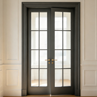 Building Solution Apartment French Retro Grille Moisture Proof Mildew Resistant Silent Hardware Aluminum Glass Casement Door
