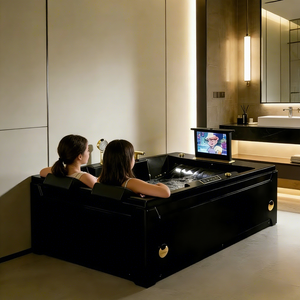 2 Baignoires d'angle de luxe avec hydromassage Bluetooth, jets d'air, fonction de levage et écran TV intégré - Product Image 1