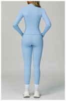 Nouvel ensemble de vêtements de sport pour femmes, respirant, 2 pièces, motif à carreaux, logo sur le devant, veste de yoga et leggings, doux, pour l'entraînement, la gym, le fitness
