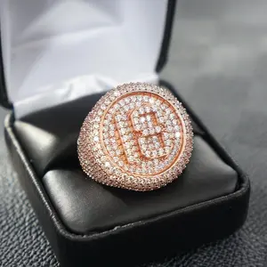 AAA Gems Men's Custom Letter Championship Ring For Men 925 Silver Moissanite Diamond Studded Hip Hop Champion Ring