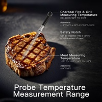 Thermomètre à viande sans fil rechargeable avec sonde IP67 pour contrôle via application intelligente, personnalisable OEM/ODM, marque privée pour Kamado