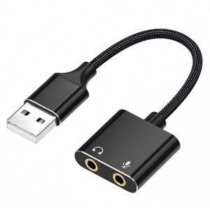 Adaptador de <span class=keywords><strong>audio</strong></span> USB de 15cm Tarjeta de sonido externa con conector para auriculares y micrófono de 3,5mm - Product Image 1