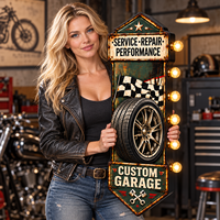 Enseigne lumineuse LED en métal personnalisée pour garage, style vintage, pour atelier de réparation automobile, garage de course, décoration murale