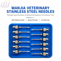 Aguja Veterinaria WANJIA de 13 mm con Conector de Latón Reutilizable de Acero Inoxidable 304 para Inyección en Cerdos, Ganado y Ovejas