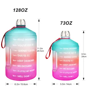 Large Capacity Leak Proof Custom Printed PETG Material Motivational Time Marker Sports Drinking Gym Water Bottle Direct Gallon