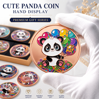 Pièce de monnaie en cuivre pur 999 de 1 oz, série Panda mignon, colorée, en relief 3D, édition collector, électroplaquée, imprimée UV