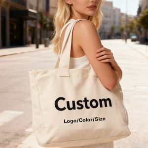 Bolsa de Lona de Diseño Reciclable con Logotipo Personalizado, Bolsa de Compras Grande de Lona para Mujer - Product Image 3