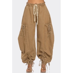 Pantalones vaqueros informales holgados con cordón elástico en la cintura y lazo para mujer, a la moda - Product Image 1