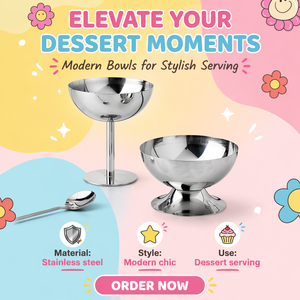 Gobelets à glace en acier inoxydable (à pied haut, à pied bas), verres à dessert, à <span class=keywords><strong>vin</strong></span> ou à cocktail pour l'usage quotidien et les réceptions décontractées, ou pour les fruits - Product Image 1