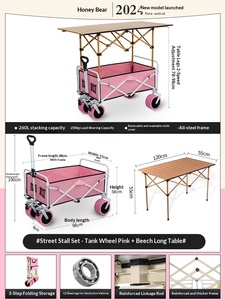 YX-F1-50 Stall Small <b>Trolley</b> Special Folding Table Adjustable Barbecue Sausage Mobile Outdoor Camp Shopping Camping Portable - Product Image 6