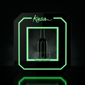 Espositore per Bottiglie LED Ottagonale Personalizzato con Logo, Bordo Doppio al Neon, Glorificatore per Bottiglie di Vino in Acrilico per Discoteche, Bar ed Eventi VIP - Product Image 1
