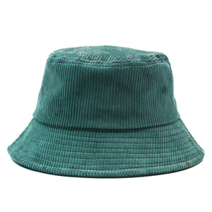 Logo de broderie personnalisé de designer pêcheur solide chapeau de mode ourdoot Flat Top Wide Brim Summer Cap vert corduroy Bucket Hats