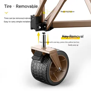 Chariot utilitaire de plage pliable portable en aluminium de haute qualité pour l'extérieur Chariot de camping à quatre roues