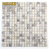 Mini Quadratische Premium Marmor-Mosaik-Wandfliese für Innenwände, Schickes Design, Ambiente-Elevation, Flieder-Marmor, Onyx-Grüner Stein