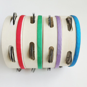 Wholesale Colorful Single-Row Wooden Tambourine Orff Percussion Instrument Musical <b>Hand</b> <b>Drum</b> Musical Toy for Kids Playing - Product Image 3