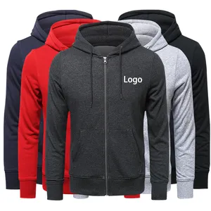 2022 AW Custom Embroidery Logo 100% Organic Cotton French Terry Hoodies Men's Sports Full Zip Up Heavyweight Sweatshirt For Men