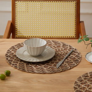 Style bohème rond 38cm napperons tissés en tissu de <span class=keywords><strong>jute</strong></span> personnalisé pour fête mariage cuisine Table à manger tapis - Product Image 3