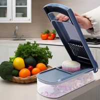 Keukenaccessoires 6-delige plastic handmatige mandoline aardappel snijder multifunctionele groentesnijder container roestvrijstalen gereedschap