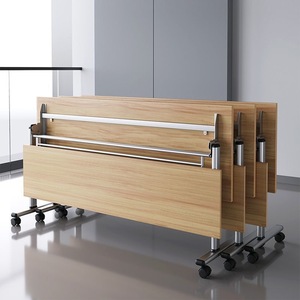 Flip Top <b>Folding</b> Training <b>Table</b> with Wheels Stackable Movable Conference Desk for School Use Iron 25mm Thickness - Product Image 1