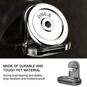 Luxuriöses transparentes Seifen kisten regal für die Wand montage Nicht perforiertes Kunststoff design für die Aufbewahrung von Haushalts reinigungs zubehör für Badezimmer - Product Image 3