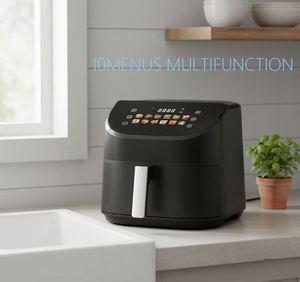 Friteuse à air électrique carrée sans huile 5,5 L, panier unique, antiadhésive, multifonctionnelle, intelligente, avec écran LCD numérique, pour cuisine - Meilleures ventes - Product Image 5