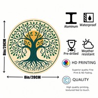 Décoration Murale Ronde en Aluminium Peint, Motif Arbre de Vie, 20 cm, Plaque Métallique avec Design de Branches en Spirale pour Salon, Idée Cadeau