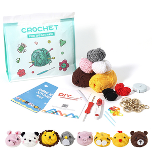 Kits de tricot et crochet faits main DIY, faciles à réaliser, sac en tissu tissé avec aiguille en plastique à grande bouche, outil de tricot pour débutants - Product Image 1