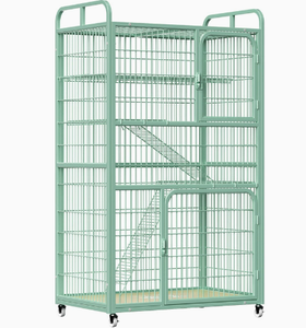 Jaula Metálica Multinivel Verde para Gatos con Ruedas y Espacio de Almacenamiento en la Parte Superior, Villa Interior para Gatos - Product Image 3