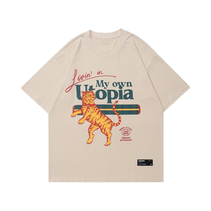เสื้อยืดโอเวอร์ไซส์ผู้ชาย Aelfric <span class=keywords><strong>Eden</strong></span> ผ้าฝ้ายถัก 100% คอกลม ทรงหลวม น้ำหนัก 230 กรัม พิมพ์ลายเสือ ป้องกันขนร่วง สวมใส่สบาย - Product Image 1