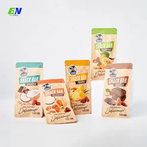 Custom Printed Ziplock Stand Up Pouch Biodegradable Bags Packaging Bag Kraft Paper Bag