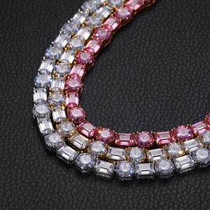 Chất Lượng Hàng Đầu Hợp Thời Trang Đồng 18K Vàng Mạ Ice-Hiệu Quả Hip-Hop Hình Thanh Tennis Bóng Vòng Cổ Chuỗi Pha Lê Vuông Cho Đảng - Product Image 5