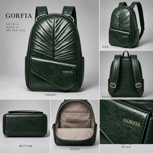 Mochila de Cuero PU Personalizada para Mujer, Mochila de Hombro Informal Acolchada para Mujer, Mochila de Moda con Múltiples Bolsillos, OEM ODM - Product Image 3