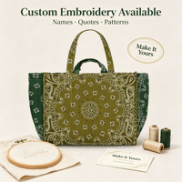 Sac fourre-tout de plage et de pique-nique style japonais à motif Paisley, matelassé, réversible, imprimé bandana, brodé, avec fermeture éclair, sac à bandoulière toutes saisons