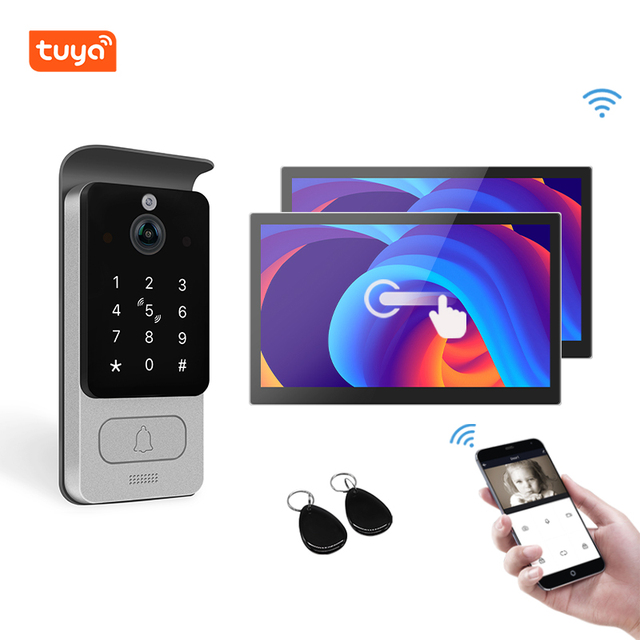 Tuya Smart 2MP IP Video Door Phone with 10 Inch Touch Screen and Metal Material Features IC Card Access Control