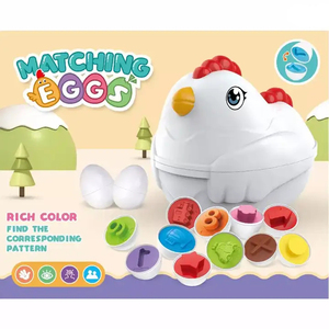 Jouets œufs de Pâques en forme de poulet, jeu de correspondance des couleurs, trieur de formes avec 6 œufs jouets pour enfants, jouet éducatif sensoriel pour développer la motricité fine - Product Image 2