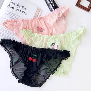 Hot sell Fruit embroidery briefs Comfortable Ruffles Women's Panties Plus Size panties women sexy underwear ladies panties