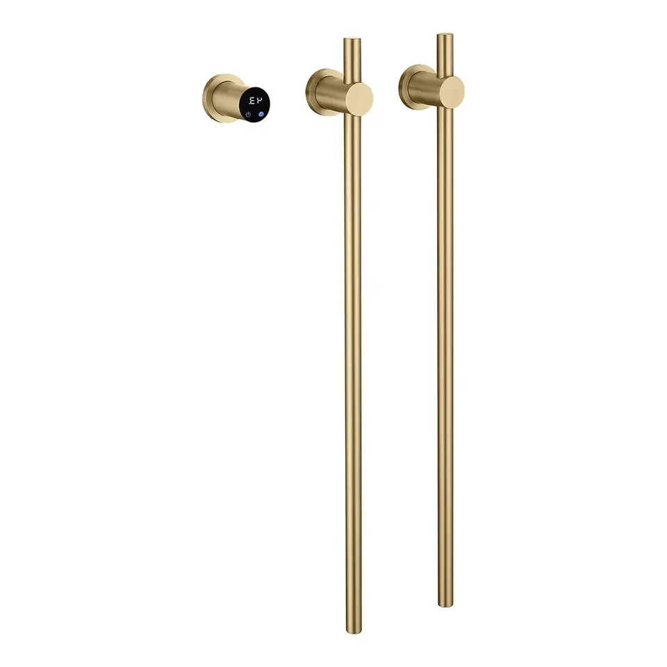 Matte Black Rose Gold Single Wall-Mounted Heated Towel Rail with 2 Bars ...