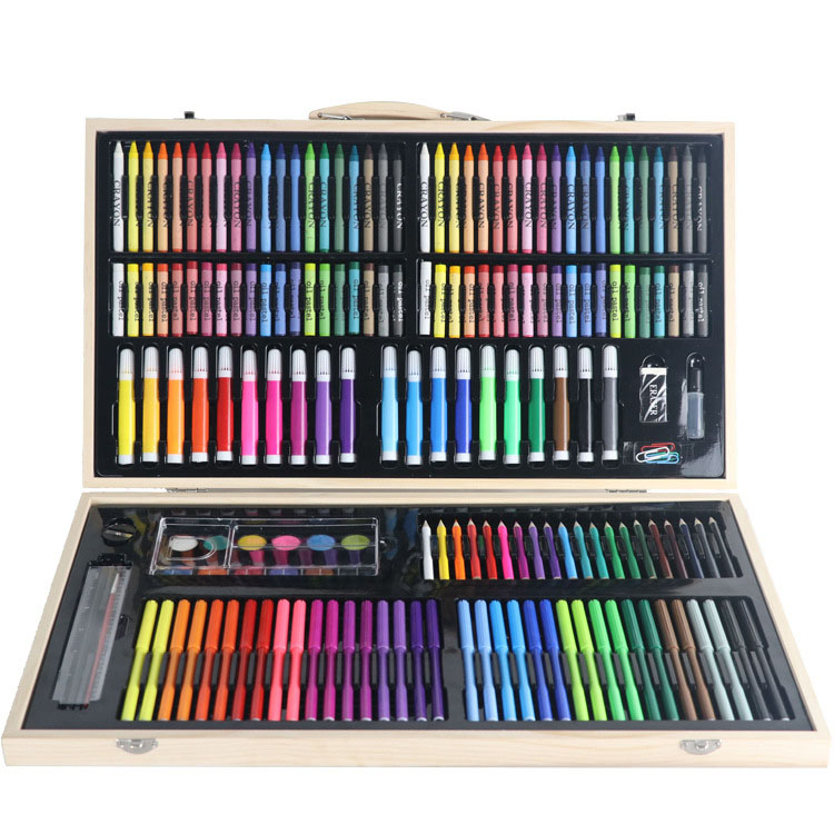Лидер продаж, детский художественный Набор для рисования, 180 шт., набор для рисования с карандашами для маслом, цветной карандаш, набор акварельных ручек