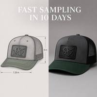 Gorra Trucker Premium con Parche de Cuero 3D en Relieve, Malla Negra en la Parte Trasera, Visera Curva, Cierre a Presión, Logotipo Personalizado, Fabricante de Ropa Urbana