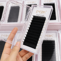 Plateaux de cils EMEDA Classic Mink en gros, extensions de cils en soie volume doux noir mat foncé, fournitures d'extensions de cils en cachemire