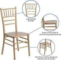 Chaises Chiavari empilables en résine dorée, les plus populaires, à prix compétitifs, pour la location commerciale, les hôtels, les mariages, les anniversaires et les fêtes.