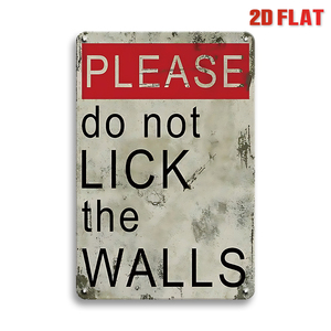 Letrero Metálico Vintage con la Frase 'Please Do Not Lick the Walls', Decoración de Pared Retro y Divertida para el Hogar, Bar o Cuarto de Hombre - Product Image 1