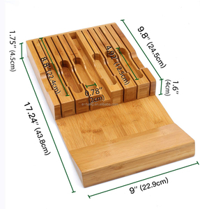 OFFERTA SPECIALE Portacoltelli in Legno di Bambù Senza Cassetto, Supporto da Cucina per 12 Coltelli e 1 Acciaio per Affilare - Product Image 3