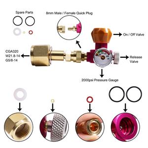 Adaptateur de recharge de cylindre de Co2 rose à connexion rapide avec kit de jauge W21.8-14 connecteur CGA320 - Product Image 2