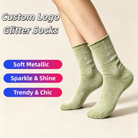 Chaussettes Élastiques Scintillantes Personnalisées avec Motifs Tissés Exquis, Décoration Élégante et Brillante, Douces et Agréables pour la Peau