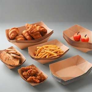 Bandeja de Comida Desechable con Impresión Personalizada, Contenedor de Papel Reciclable para Papas Fritas, Ensaladas, Material de Grado Alimenticio - Product Image 3