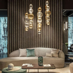 Decoración Interior de diseño nórdico, globo transparente ámbar, redondo, diseño de creación, lámpara colgante para el hogar y <span class=keywords><strong>restaurante</strong></span> - Product Image 4