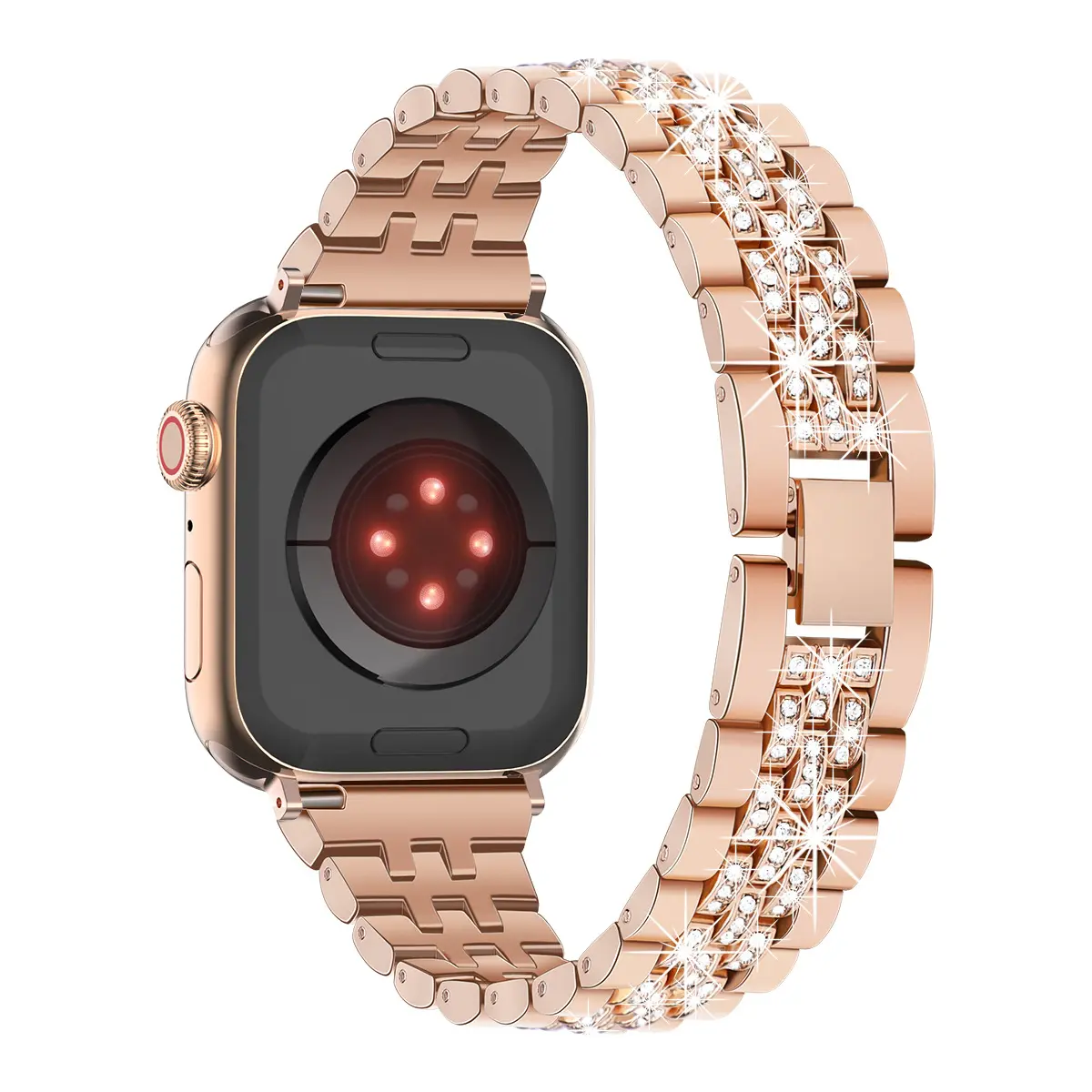 สายนาฬิกาเพชรแฟชั่นสุดหรูสำหรับ Apple Watch,สายนาฬิกาสเตนเลสสตีลสำหรับผู้หญิง IWatch