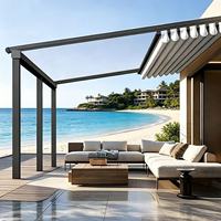 Parasol télescopique en bois résistant à la corrosion avec auvent rétractable en verre et toit pliable pour terrasses extérieures