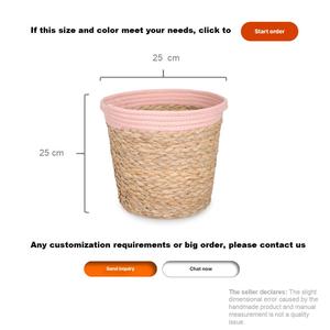 <span class=keywords><strong>Cesta</strong></span> de Almacenamiento Decorativa Nórdica Ecológica Tejida con Cuerda de Algodón, Jacinto de Agua Natural, Esparto y Hierba Marina de Colores - Product Image 2